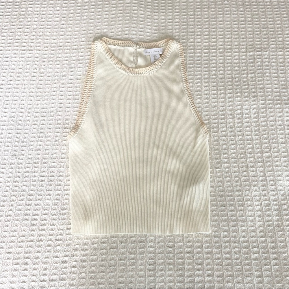 House of Harlow 1960 Cream Ribbed Crop Sweater knit top Large